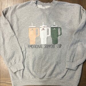 Gray Emotional Support Cup Sweater